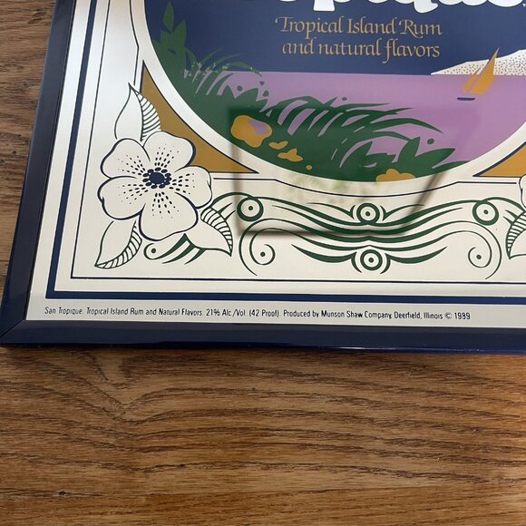 Vintage San Tropique Bar Mirror Sign Tropical Island Rum Framed 1989 - Picture 4 of 13
